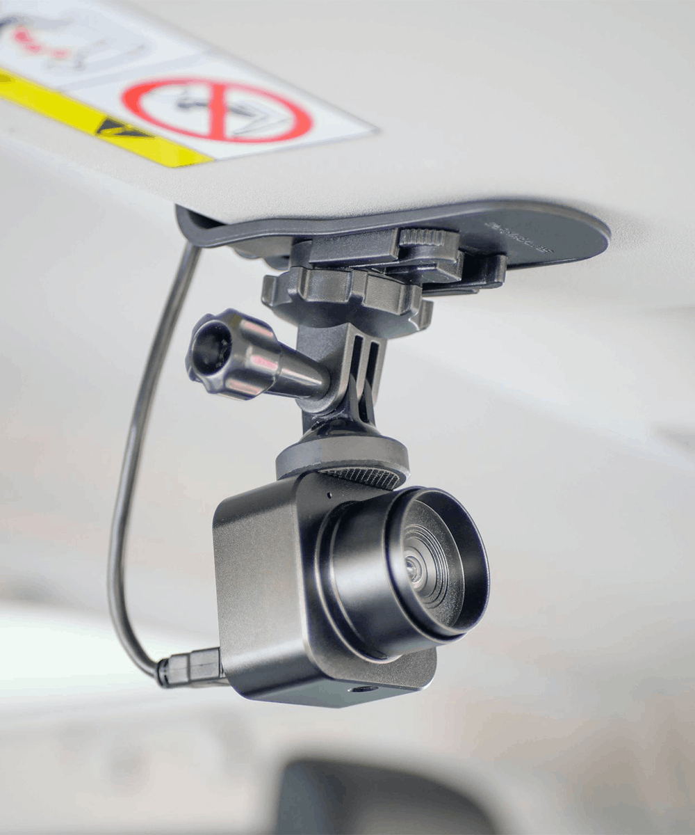 BlackCam 2.5mm camera for BlackBox in car with sun visor mount