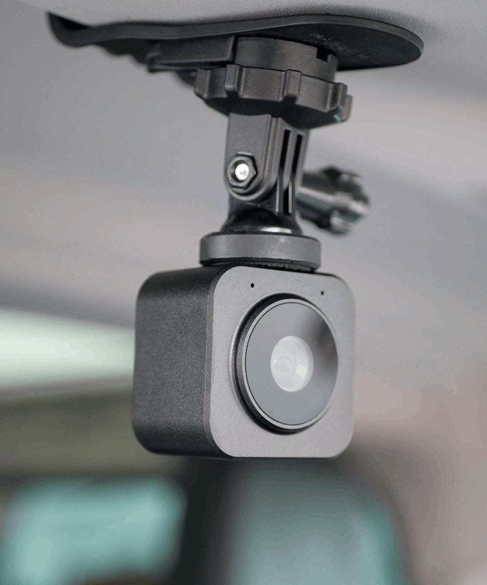 BlackCam autofocus camera for BlackBox in a car with sun visor mount